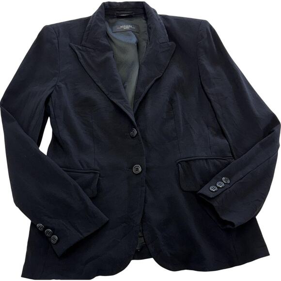 Weekend MaxMara Blazer Womens US 10 Black Wool Blend 2 Button Made Italy - Picture 1 of 10
